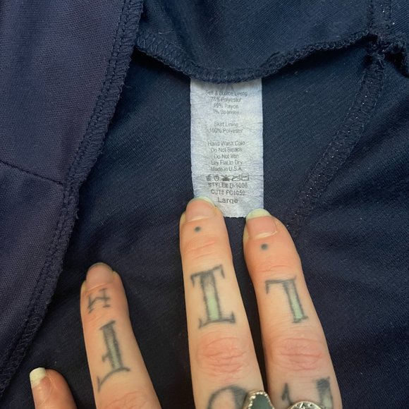 **SOLD** Navy Blue & White Lace Fit & Flare A-line Dress Pinup Retro sz Large - Picture 6 of 8